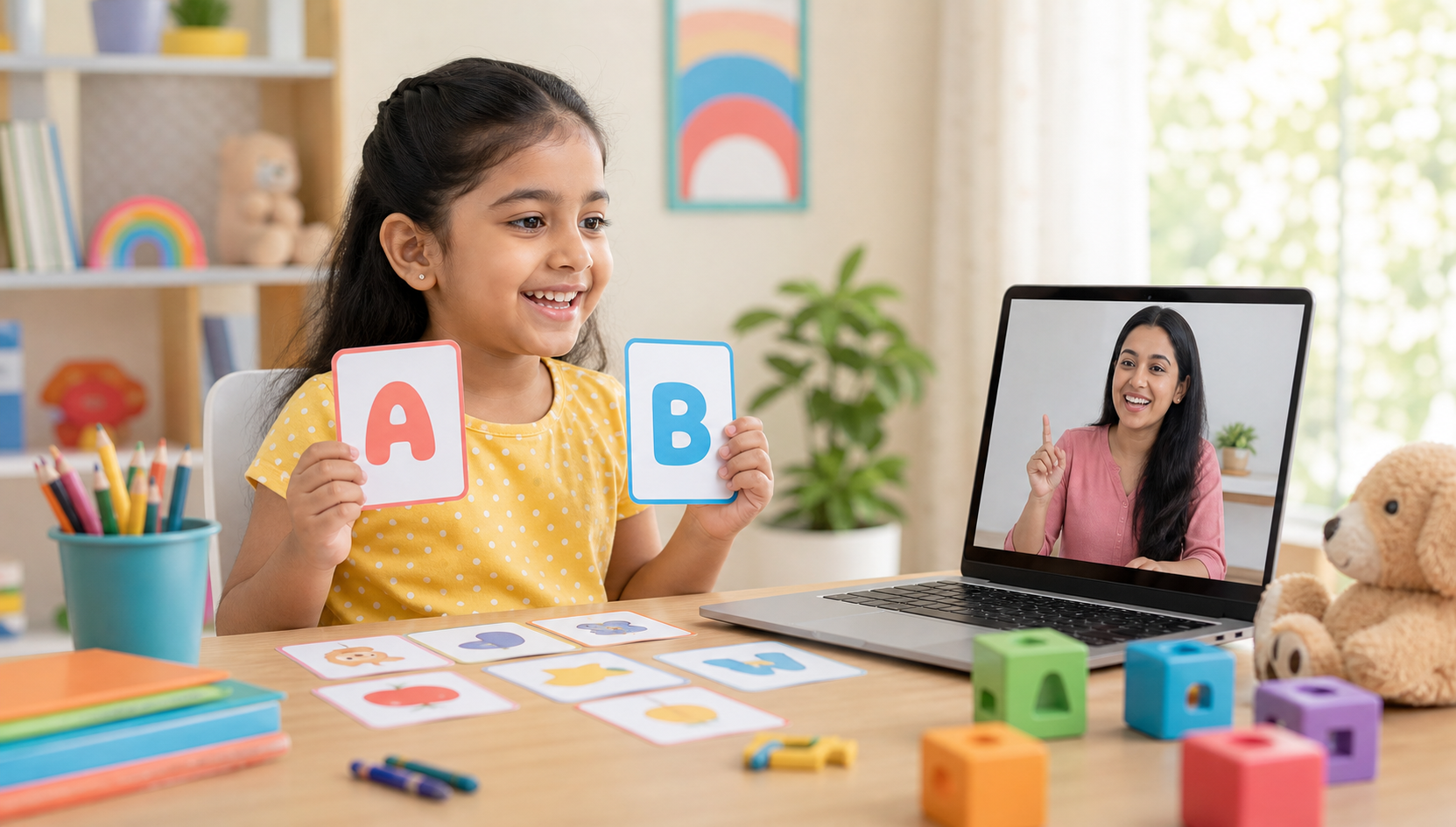 Young child learning phonics with Junior Minds